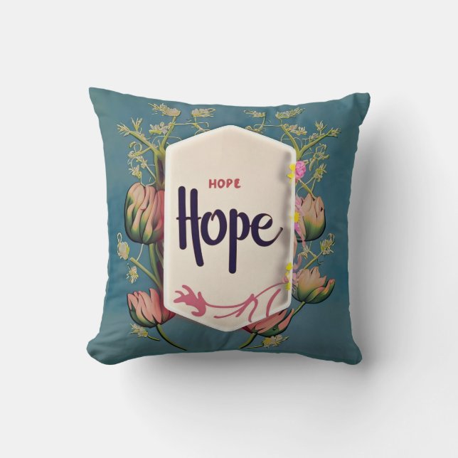 Hope Bloeit - Elegante Bloemtypografie  Kussen (Voorkant)