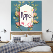 Hope Blooms - Elegant Floral Typography  Canvas Afdruk (Insitu (Slaapkamer))