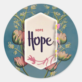 Hope Blooms - Elegant Floral Typography Ronde Sticker