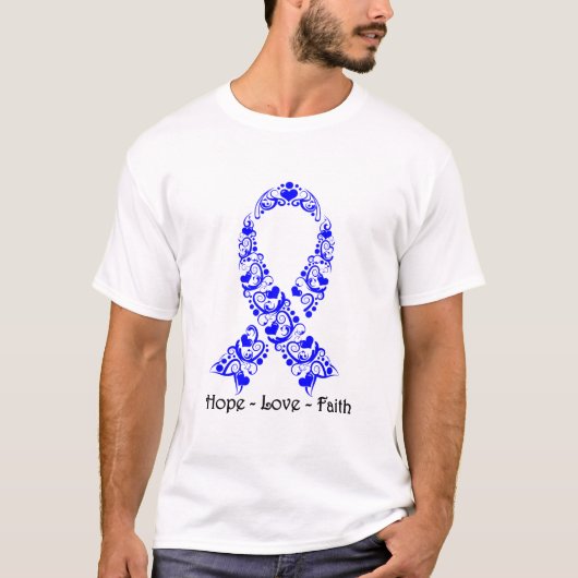 Hope Blue Awareness Ribbon T-shirt (Voorkant)