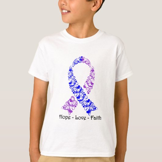 Hope Blue en Paarse Awareness Ribbon T-shirt (Voorkant)