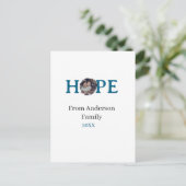 Hope blue holidays bold letter kids photo name yea briefkaart (Staand voorkant)
