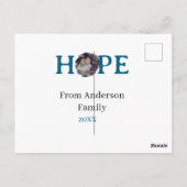 Hope blue holidays bold letter kids photo name yea briefkaart (Achterkant)