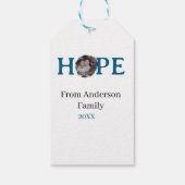 Hope blue holidays bold letter kids photo name yea cadeaulabel (Achterkant)
