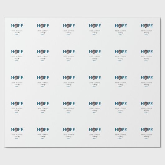 Hope blue holidays bold letter kids photo name yea cadeaupapier (Vlak)