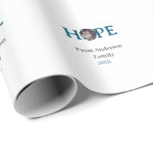 Hope blue holidays bold letter kids photo name yea cadeaupapier (Rol Hoek)