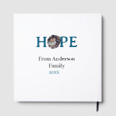 Hope blue holidays bold letter kids photo name yea gastenboek (Achterkant)