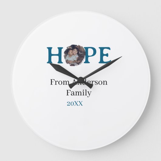 Hope blue holidays bold letter kids photo name yea grote klok (Voorkant)
