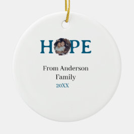 Hope blue holidays bold letter kids photo name yea keramisch ornament