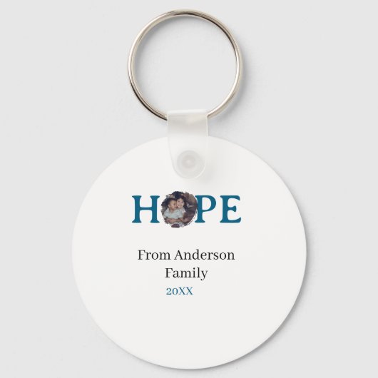 Hope blue holidays bold letter kids photo name yea sleutelhanger (Voorkant)
