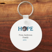 Hope blue holidays bold letter kids photo name yea sleutelhanger (Voorkant)