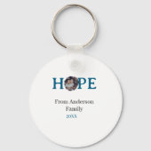 Hope blue holidays bold letter kids photo name yea sleutelhanger (Achterkant)