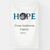 Hope blue holidays bold letter kids photo name yea spandoek (Verticaal)