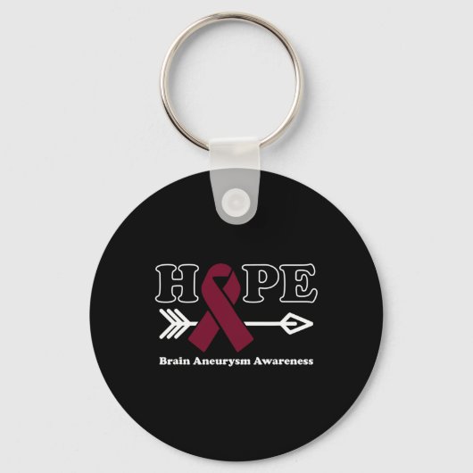 Hope - Brain Aneurysm Awareness Bourgondië Lint Sleutelhanger (Voorkant)