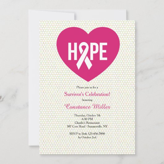 Hope Breast Cancer ribbon Uitnodiging (Voorkant)