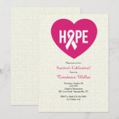 Hope Breast Cancer ribbon Uitnodiging (Voorkant / Achterkant)