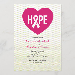 Hope Breast Cancer ribbon Uitnodiging