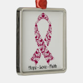 Hope Burgundy Awareness Ribbon Metalen Ornament (Rechts)