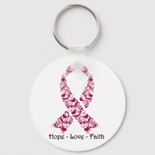 Hope Burgundy Awareness Ribbon Sleutelhanger