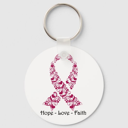 Hope Burgundy Awareness Ribbon Sleutelhanger (Voorkant)