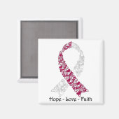 Hope Burgundy en White Awareness Ribbon Magneet (Voorkant / Achterkant)