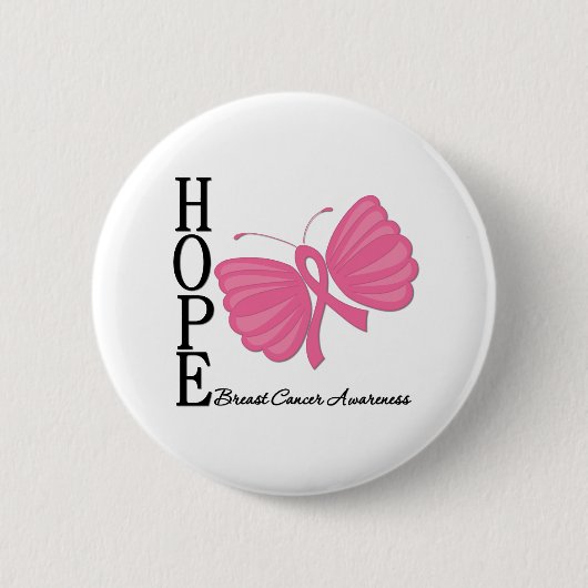 Hope Butterfly Breast Cancer Ronde Button 5,7 Cm (Voorkant)