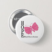 Hope Butterfly Breast Cancer Ronde Button 5,7 Cm (Voorkant /achterkant)