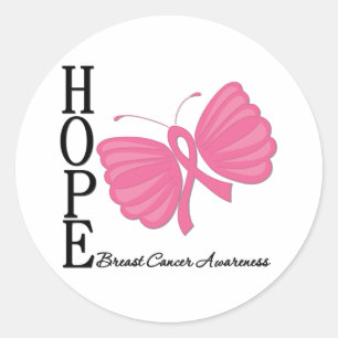 Hope Butterfly Breast Cancer Ronde Sticker