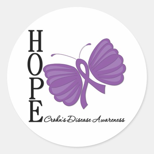 Hope Butterfly Crohn's Disease Ronde Sticker (Voorkant)