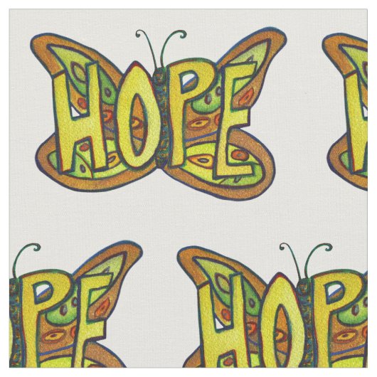 Hope Butterfly Inspirerend Word Fabric Material Stof (Close Up)