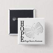 Hope Butterfly Lung Cancer Vierkante Button 5,1 Cm (Voorkant /achterkant)