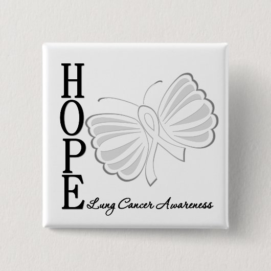 Hope Butterfly Lung Cancer Vierkante Button 5,1 Cm (Voorkant)