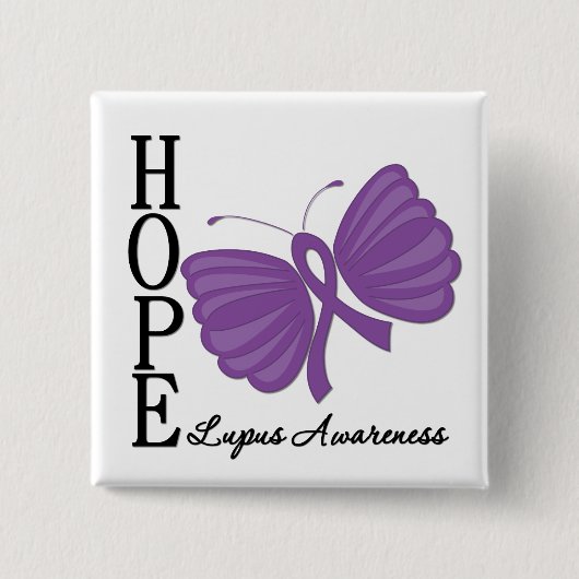Hope Butterfly Lupus Vierkante Button 5,1 Cm (Voorkant)
