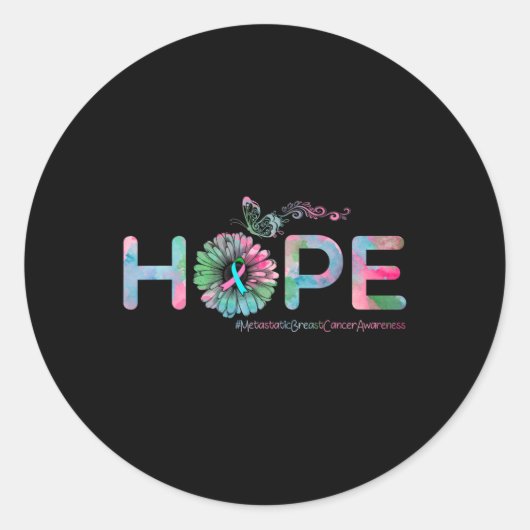 HOPE Butterfly Metastatic Breast Cancer Awareness Ronde Sticker (Voorkant)