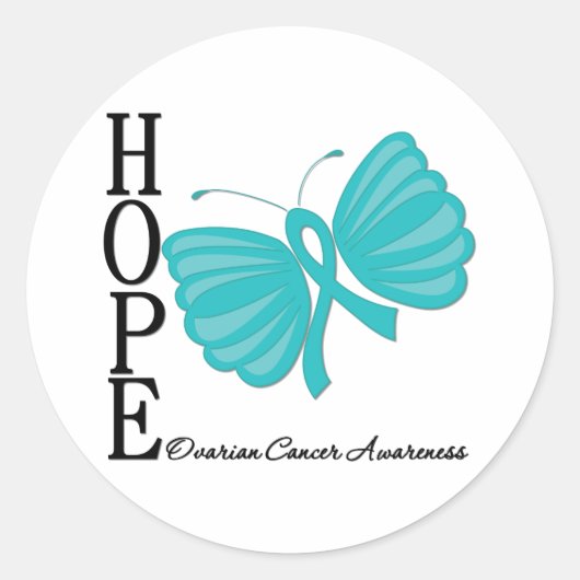Hope Butterfly Ovarian Cancer Ronde Sticker (Voorkant)