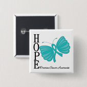 Hope Butterfly Ovarian Cancer Vierkante Button 5,1 Cm (Voorkant /achterkant)