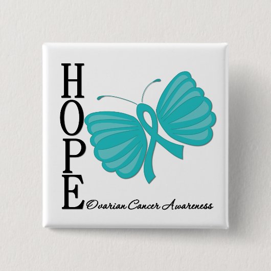 Hope Butterfly Ovarian Cancer Vierkante Button 5,1 Cm (Voorkant)