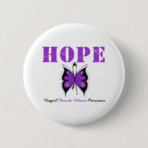 Hope Butterfly Ribbon Domestic Violence Ronde Button 5,7 Cm