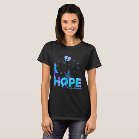 HOPE Butterfly Sunflower Suicide Prevention Awaren T-shirt (Voorkant volledig)