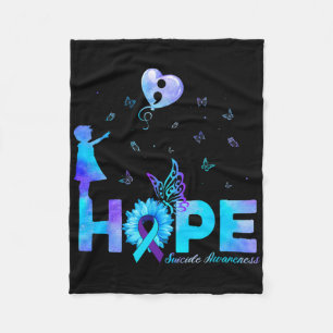 Hope Butterfly Sunflower Zelfmoordpreventie Aware Fleece Deken
