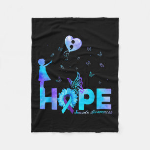 Hope Butterfly Sunflower Zelfmoordpreventie Aware Fleece Deken