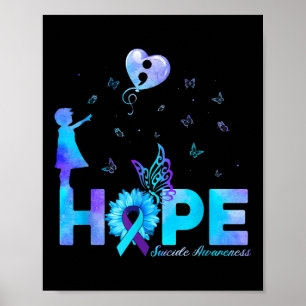 Hope Butterfly Sunflower Zelfmoordpreventie Aware Poster