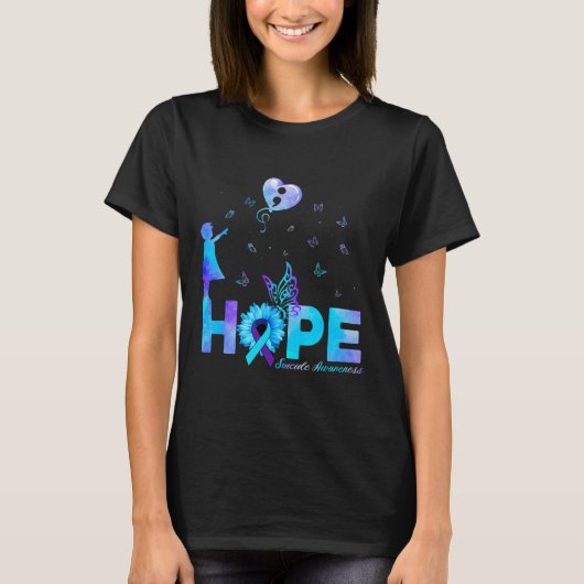 Hope Butterfly Sunflower Zelfmoordpreventie Aware T-shirt (Voorkant)