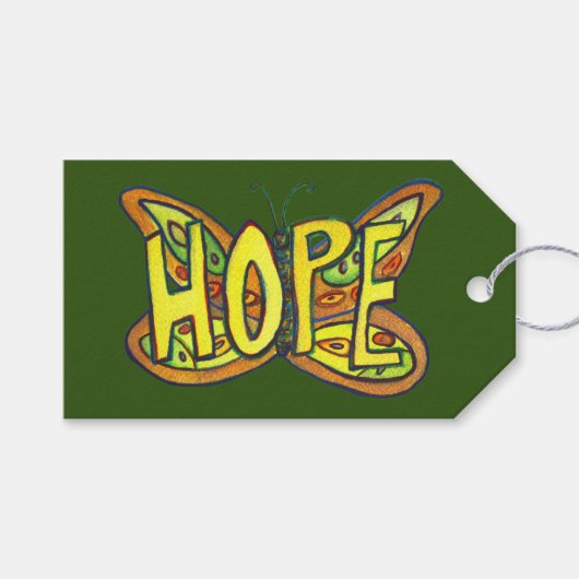 Hope Butterfly Word Art Custom Kaart Gift Labels Cadeaulabel (Voorkant (Horizontaal))