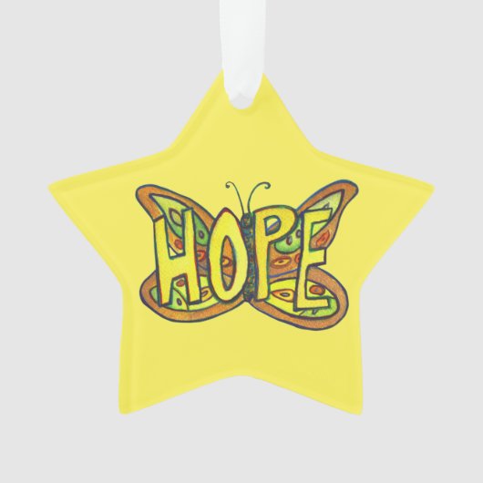 Hope Butterfly Word Art Gift Holiday Ornament (voorkant)