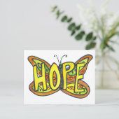 Hope Butterfly Word Art Inspirerend Briefkaart (Staand voorkant)