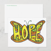 Hope Butterfly Word Art Inspirerend Briefkaart (Voorkant / Achterkant)