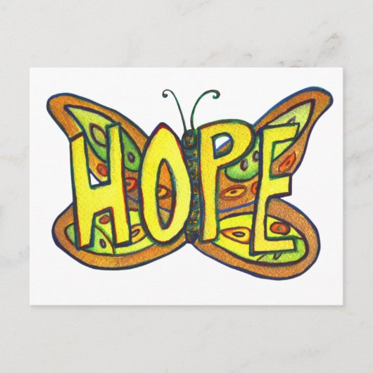 Hope Butterfly Word Art Inspirerend Briefkaart (Voorkant)