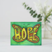 Hope Butterfly Word Art Inspirerend Briefkaart (Staand voorkant)
