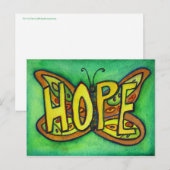 Hope Butterfly Word Art Inspirerend Briefkaart (Voorkant / Achterkant)
